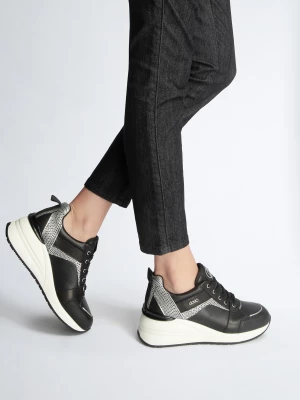 Liu Jo Black Leather Sneakers With Wedge LIUJO