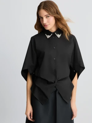 Liu Jo Black Shirt With Bejewelled Embellishment LIUJO