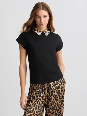 Liu Jo Black T-shirt With Bejewelled Embellishment LIUJO