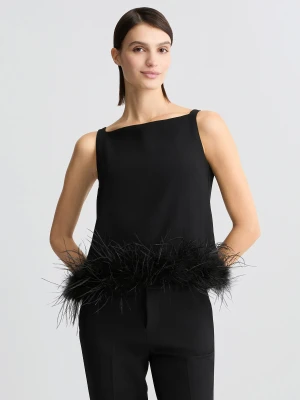 Liu Jo Black Top With Feathers LIUJO