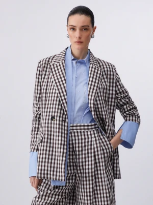 Liu Jo Blazer With Bejewelled Scarf Brown Vichy