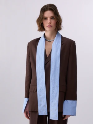 Liu Jo Blazer With Bejewelled Scarf Dark Brown