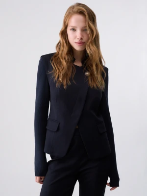 Liu Jo Blazer With Sleeves In Knit Dark Blue