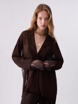 Liu Jo Blouse With Lace Details Mocha