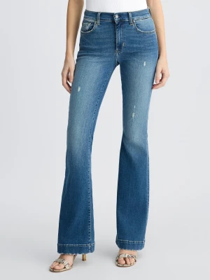 Liu Jo Blue Bell-bottom Jeans With Rhinestones LIUJO