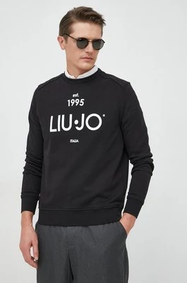 Liu Jo bluza bawełniana męska kolor czarny z nadrukiem