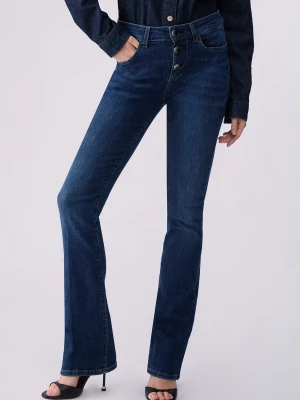 Liu Jo Bootcut Jeans With Jewel Buttons Blue Denim