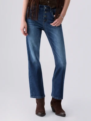 Liu Jo Bootcut Jeans With Jewel Buttons Dark Blue Denim