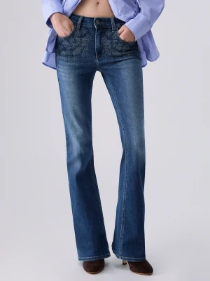 Liu Jo Bootcut Jeans With Rhinestones Blue Denim