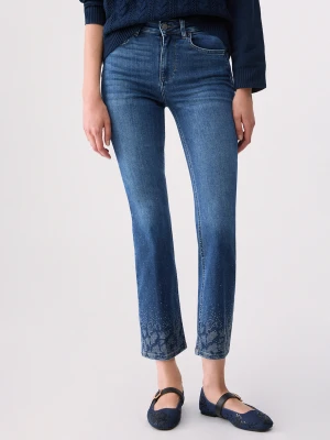 Liu Jo Bootcut Jeans With Rhinestones Dark Blue Denim