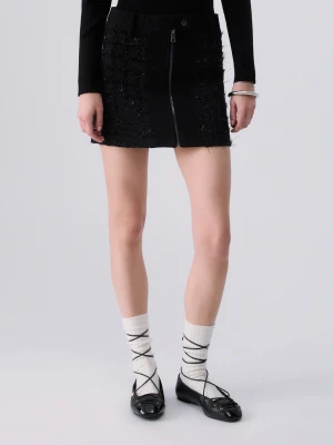 Liu Jo Bouclé Mini Skirt With Zip czarny