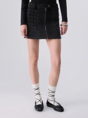 Liu Jo Bouclé Mini Skirt With Zip czarny