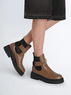 Liu Jo Brown Ankle Boots With Maxi-logo LIUJO