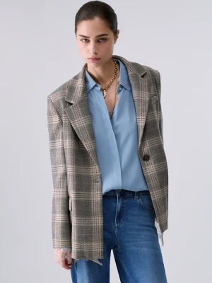 Liu Jo Check Blazer With Lace Details