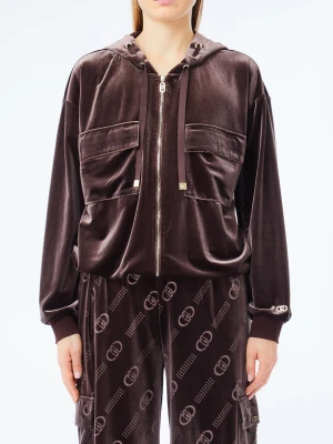 Liu Jo Chenille Hoodie Chocolate