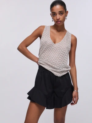 Liu Jo Chevron Knit Top beżowy