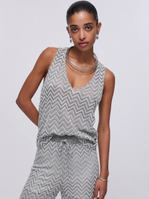 Liu Jo Chevron Knit Top szary