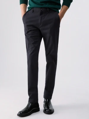 Liu Jo Chino Trousers In Gabardine Dark Grey