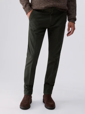 Liu Jo Chino Trousers In Gabardine Moss Green