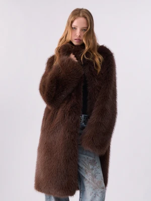 Liu Jo Coat In Faux Fur Dark Brown