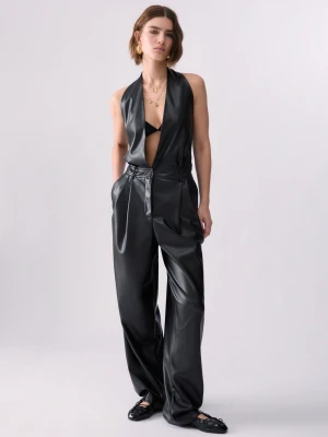 Liu Jo Coated Fabric Jumpsuit czarny