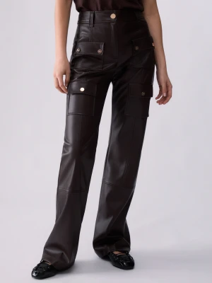 Liu Jo Coated Fabric Trousers Mocha