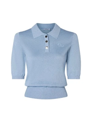 Liu Jo Collection Damska koszulka polo z dzianiny Kobiety drobna dzianina niebieski jednolity,