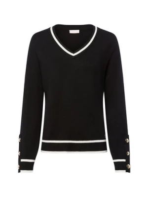 Liu Jo Collection Damski sweter z dzianiny z zawartością jedwabiu - Maglia Chiusa Kobiety czarny|biały jednolity,