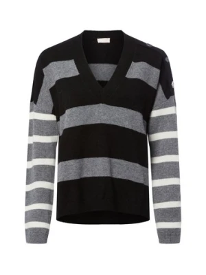 Liu Jo Collection Sweter damski z dzianiny - Maglia chiusa Kobiety Wełna czarny|szary|biały w paski,