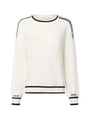 Liu Jo Collection Sweter damski z dzianiny - Maglia chiusa Kobiety wiskoza biały|czarny jednolity,