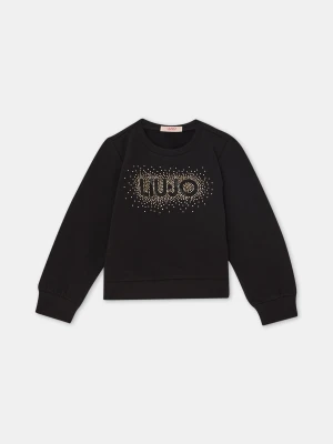 Liu Jo Cotton Sweatshirt With Logo And Rhinestones LIUJO