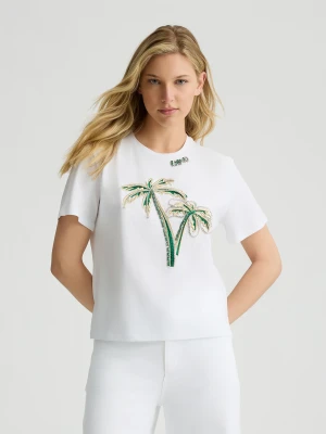Liu Jo Cotton T-shirt With Embroidery And Rhinestones LIUJO