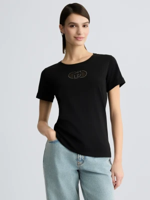 Liu Jo Cotton T-shirt With Logo And Rhinestones LIUJO