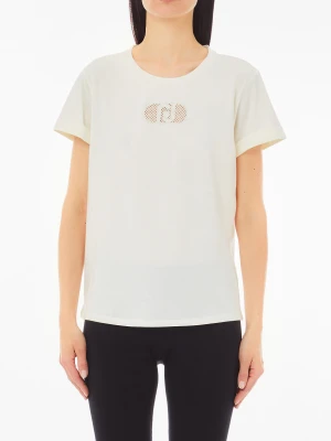 Liu Jo Cotton T-shirt With Logo And Rhinestones LIUJO