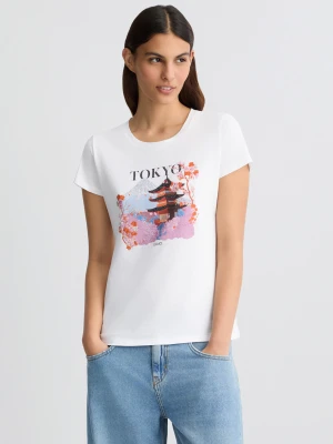 Liu Jo Cotton T-shirt With Print And Rhinestones LIUJO