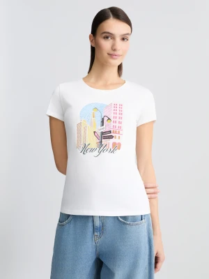 Liu Jo Cotton T-shirt With Print And Rhinestones LIUJO