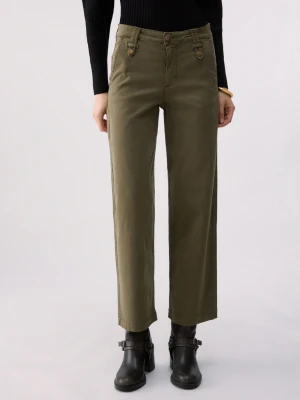 Liu Jo Cropped Flare Trousers zielony