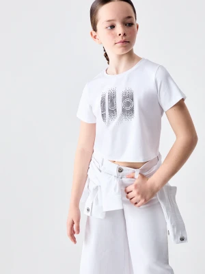 Liu Jo Cropped T-shirt With Rhinestones