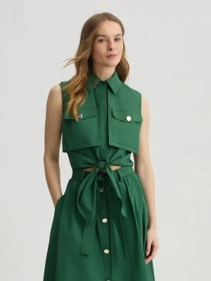 Liu Jo Cropped Tropical Shirt With Knot LIUJO