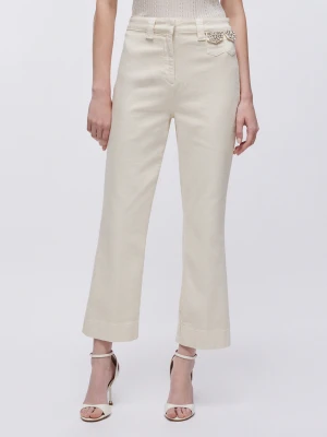Liu Jo Cropped Trousers With Bejewelled Embellishment LIUJO