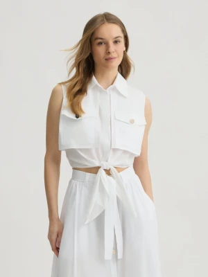 Liu Jo Cropped White Shirt With Knot LIUJO