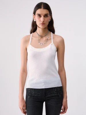 Liu Jo Cross-back Knit Top White Wool