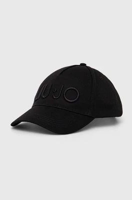 Liu Jo czapka z daszkiem bawełniana kolor czarny z aplikacją