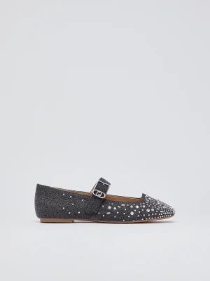 Liu Jo Denim Ballet Flats With Rhinestones LIUJO