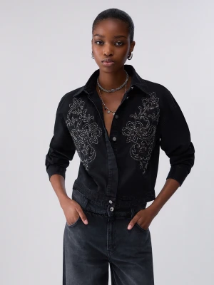 Liu Jo Denim Bodysuit Shirt With Embroidery