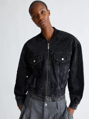 Liu Jo Denim Bomber Jacket With Rhinestones LIUJO