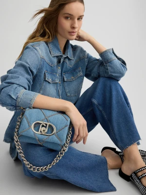 Liu Jo Denim Lapuffy Shoulder Bag With Chains LIUJO