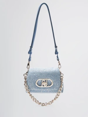 Liu Jo Denim Lapuffy Shoulder Bag With Rhinestones LIUJO