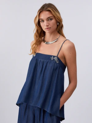 Liu Jo Denim Mini Dress With Precious Stones