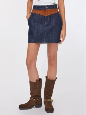 Liu Jo Denim Mini Skirt With Suede Insert LIUJO